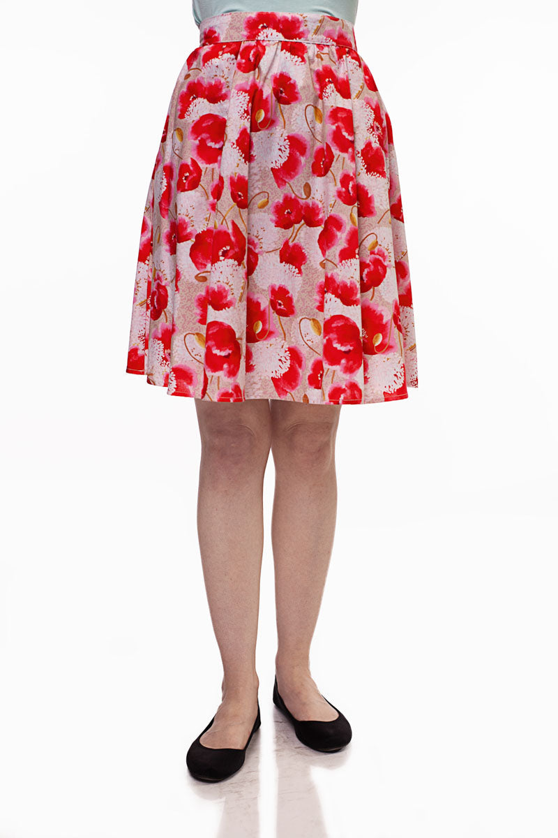 Pink Floral A-line Skirt - Small only