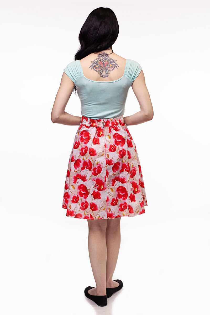 Pink Floral A-line Skirt - Small only