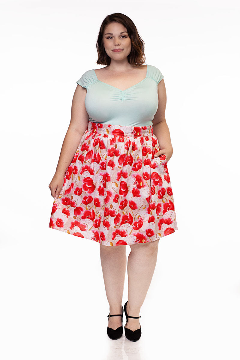 Pink Floral A-line Skirt - Small only