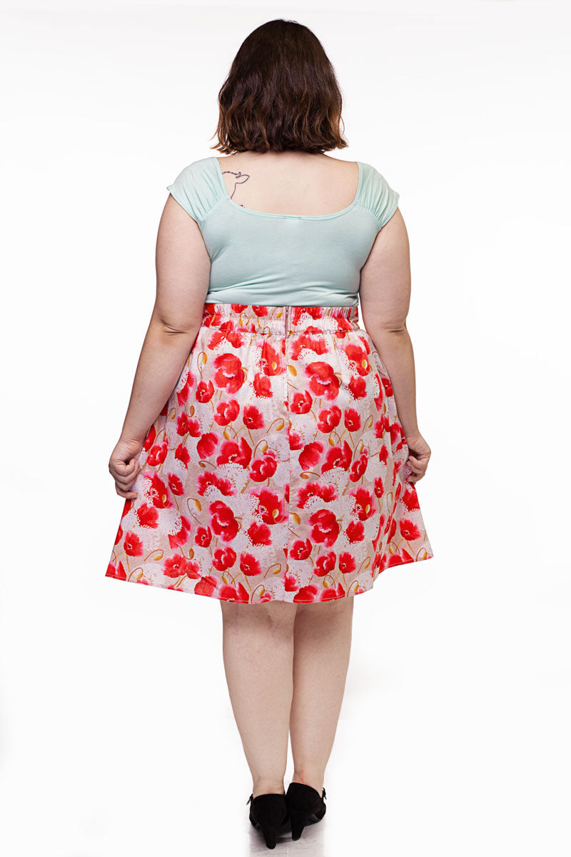 Pink Floral A-line Skirt - Small only