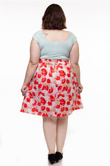 Pink Floral A-line Skirt - Small only