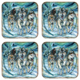 Northern Night Wooden Cork Coasters Gift Set of 4 by J. Bergsma - Wildlife Decor  - 8199468C-S4