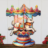 Carousel Bunny Holiday Door Decor by G. Debrekht - Christmas Decor - 8611084H