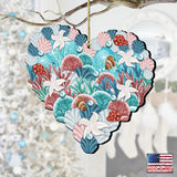 Coastal Heart Wooden Ornaments by G. DeBrekht - Coastal Holiday Decor - 8198737