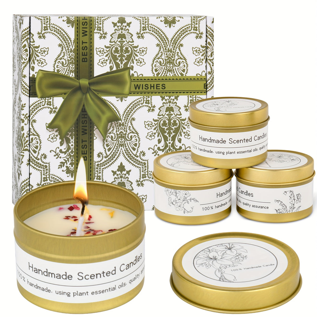4pcs Scented Candle Gift Set - Premium Relaxation Aromatherapy with 12 Unique Scents, Perfect for Birthdays, Weddings, Thanksgiving & Christmas - Soy Wax in Metal Jar