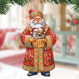 Yuletide Pets with Santa Wooden Ornaments by G. Debrekht - Christmas Santa Snowman Decor - 8691406