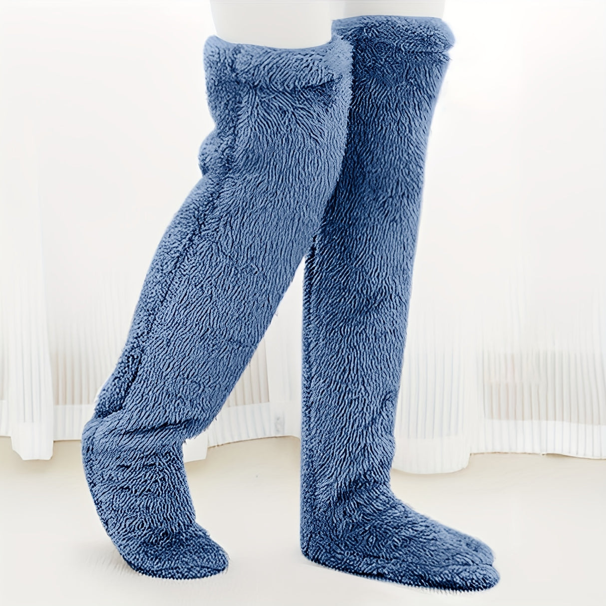 Calcetines afelpados hasta el muslo para parejas: medias de punto cálidas y duraderas por encima de la rodilla, de fácil cuidado.
