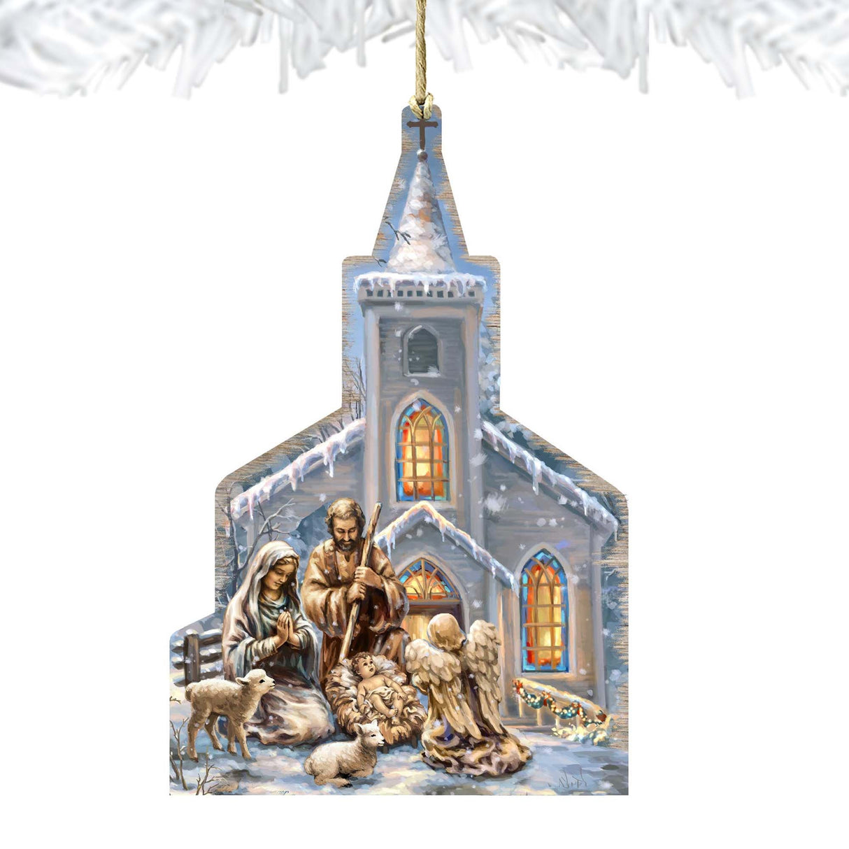 Nativity at The Chapel Wooden Ornaments - Tree Ornament by Gelsinger - Nativity Holiday Decor - 8161016-1606
