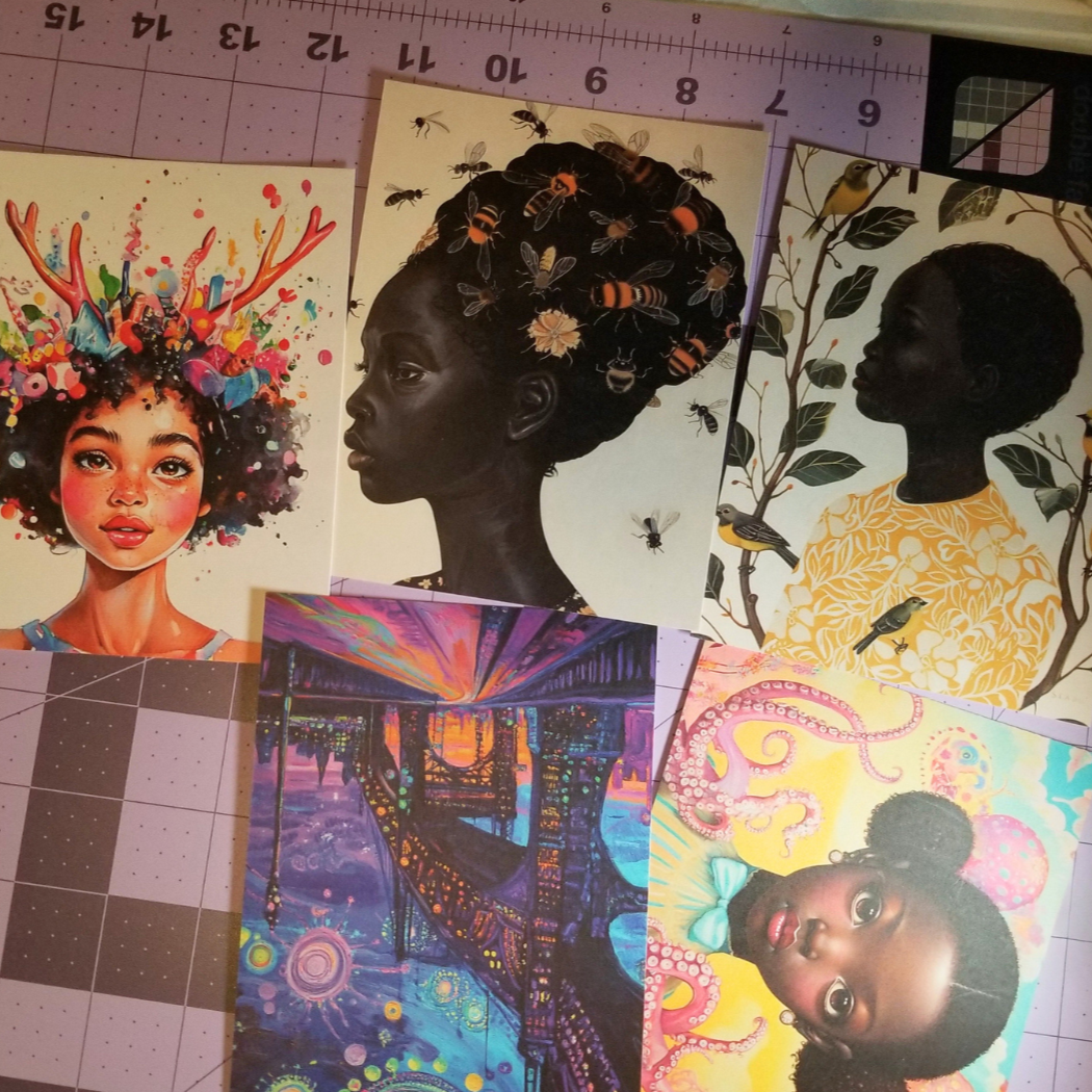 Afrofuturistic & Surreal Pastel Tentacle Postcard