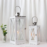 17.5''&24.5'' H Metal Decorative Candle Holders Rustic Hanging Lantern(Set of 2)-0