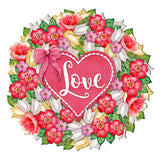 Love Flower Valentine Wreath Wooden Door Hanger Wall by G. DeBrekht - Love Family Kids Decor- 8185303-4H