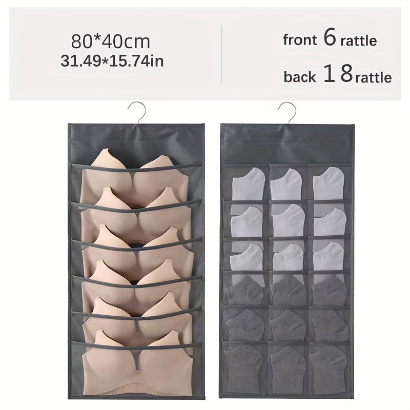 Sac de rangement pour sous-vêtements double face - Solution de rangement polyvalente pour lingerie et chaussettes, design compact et adapté aux voyages, avec fonction d'accrochage facile