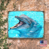 Arte de pared costero de madera con diseño de delfines de Sowers de Nature Wonders - Decoración costera de vida marina - 95267B