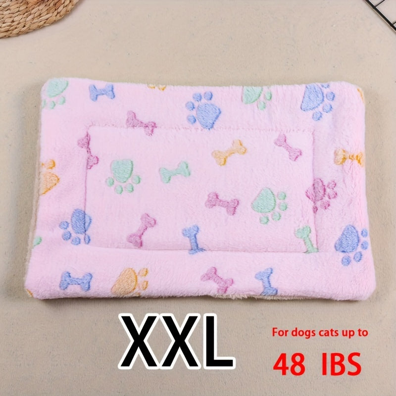 Manta rectangular para mascotas, resistente a la suciedad y para todas las estaciones - Cómoda cama con estampado de pata de perro y corazón (1 unidad)