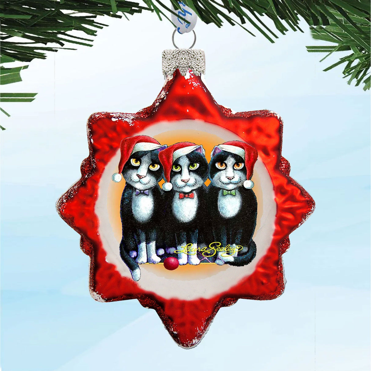Boys Night Out Mercury Glass Ornament by Laura Seeley - Pets Dog and Cats Decor - 779215-LS