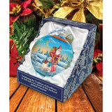 Adorno navideño de cristal con forma de bola de pueblo invernal, edición limitada, de G. DeBrekht - Decoración navideña con Papá Noel y muñeco de nieve - 73855