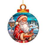 Santa with Red Cardinal Holiday Wooden Ornaments by G. Debrekht - Santa Snowman Decor - 8652807