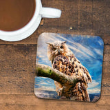 Owl Wooden Cork Coasters Gift Set of 4 by Nature Wonders - Nature Wildlife Decor  - 95371C-S4