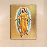 Icono religioso cristiano sagrado de madera bañado en oro de la Resurrección - Decoración inspiradora - 85059