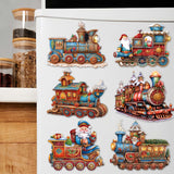 Juego de 6 imanes decorativos de madera con forma de tren navideño de Papá Noel, de G. Debrekht - Decoración navideña - 8090123G-S6