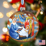Holy Family Ball Glass Ornament by G. DeBrekht - Nativity Holiday Decor - 73552