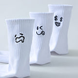 5 pares de calcetines deportivos con estampado de dibujos animados para hombre, de mezcla de algodón transpirable, cómodos y casuales, unisex, para uso en exteriores y en cualquier temporada.