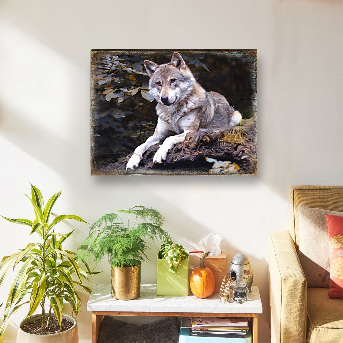 Arte mural de madera con diseño de lobo de Nature Wonders - Decoración de vida silvestre - 95287B