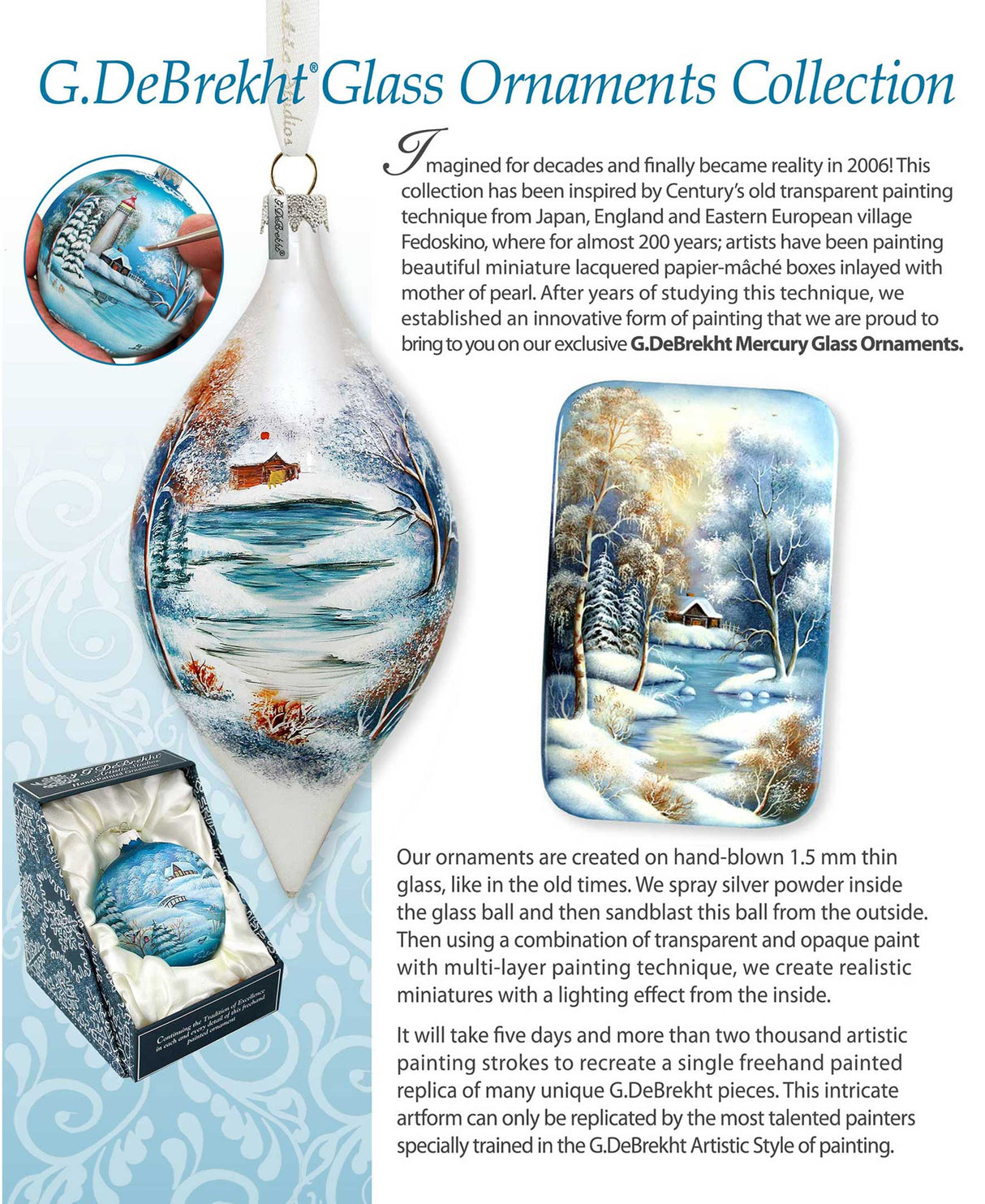 Adorno de vidrio con forma de lobo de G. DeBrekht - Decoración navideña con Papá Noel y muñeco de nieve - 759-011