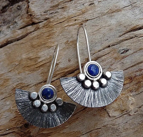 Ethnic Style Retro Semicircle Fan-shaped Metal Alloy Earrings - Lootquake