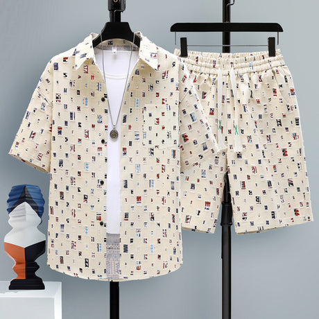 Men's Short-sleeved Suit Youth Student Leisure Sports Cool Shorts Two-piece Set - Lootquake