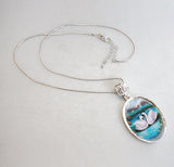 Swans in Love Silver Plated Mother of Pearl Jewelry Pendant Necklace - 44020