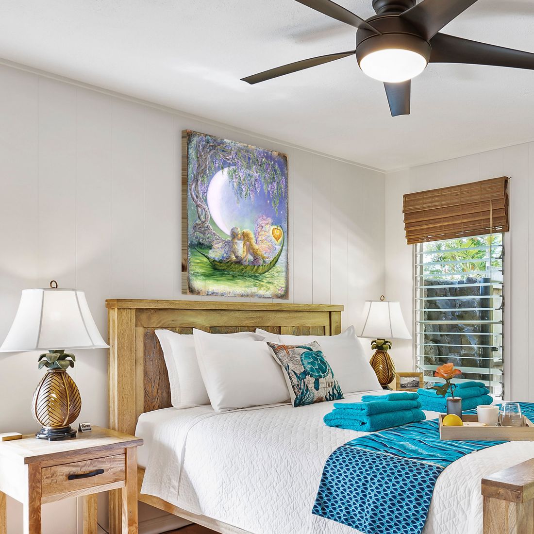 Arte de pared de madera con fantasía de luna de glicina de Josephine Wall - Decoración de fantasía - 852141-JW