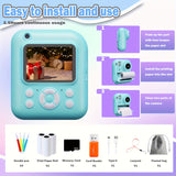 1080P FHD Screen Instant Print Digital Camera - With 3 Rolls Of Paper, 32G TF Card And Card Reader, Puzzle Games, 2.4 Inch Compact And Portable Design Outdoor Photography, Prefect Gift For Halloween Christmas And Thanksgiving