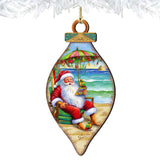 Beach Themed Ornaments - Santa on the Beach Wooden Ornaments by G.Debrekht Coastal Holiday Decor - 8688308