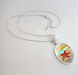 Collar con colgante de estrella de mar y nácar bañado en plata - 44051