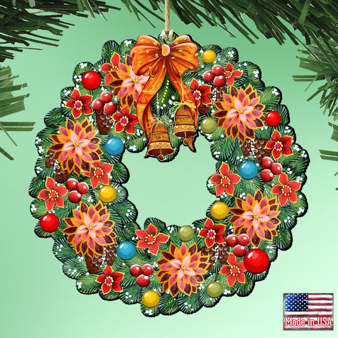 Christmas Wreath Wooden Ornaments by G. DeBrekht - Christmas Decor - 8185307