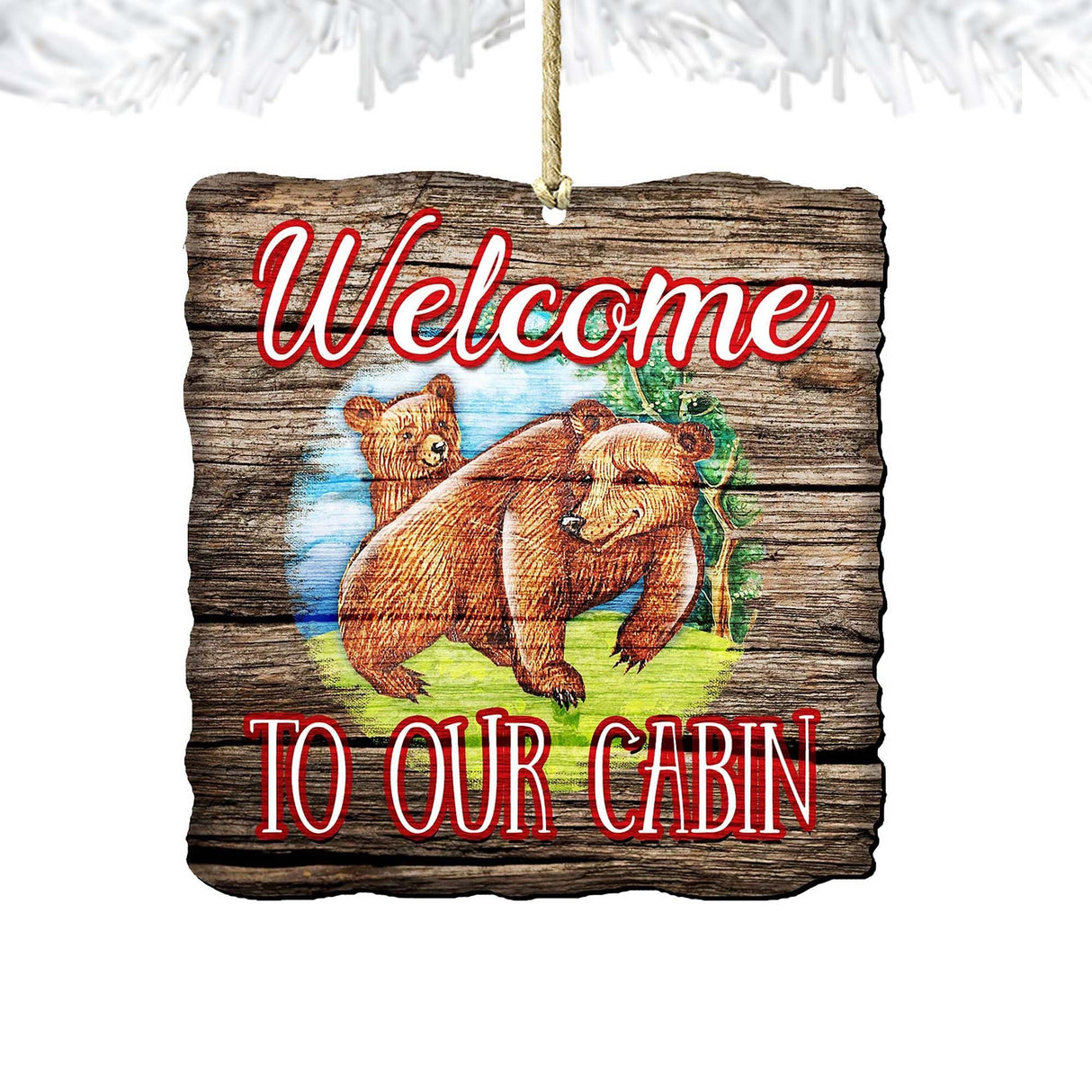 Bear Cabin Woodsy Wooden Ornaments by G. DeBrekht - Wildlife Holiday Decor - 8114080