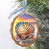 Adornos navideños de cristal - Adornos de concha de mar de G. Debrekht - Decoración navideña costera - 777397