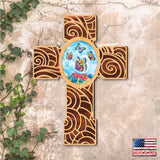 New Life Butterfly Modern Wooden Cross by Museum Icons - Inspirational Icon Decor - 88290