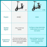 Electric Scooter with Seat for Adults, 550W Powerful Motor, 20-Mile Range, Speed up to 18.6MPH, Ample Storage for Pets & Cargo