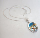 Collar con colgante de nácar bañado en plata con reno real - 44034