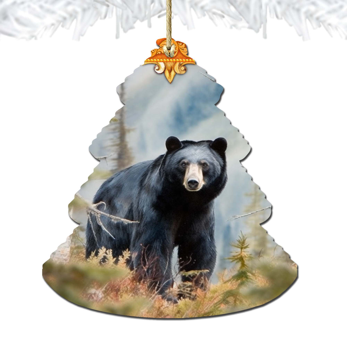 Adornos de madera para el árbol del oso negro de Alaska de G.Debrekht - Decoración navideña con temática de vida silvestre - 870008
