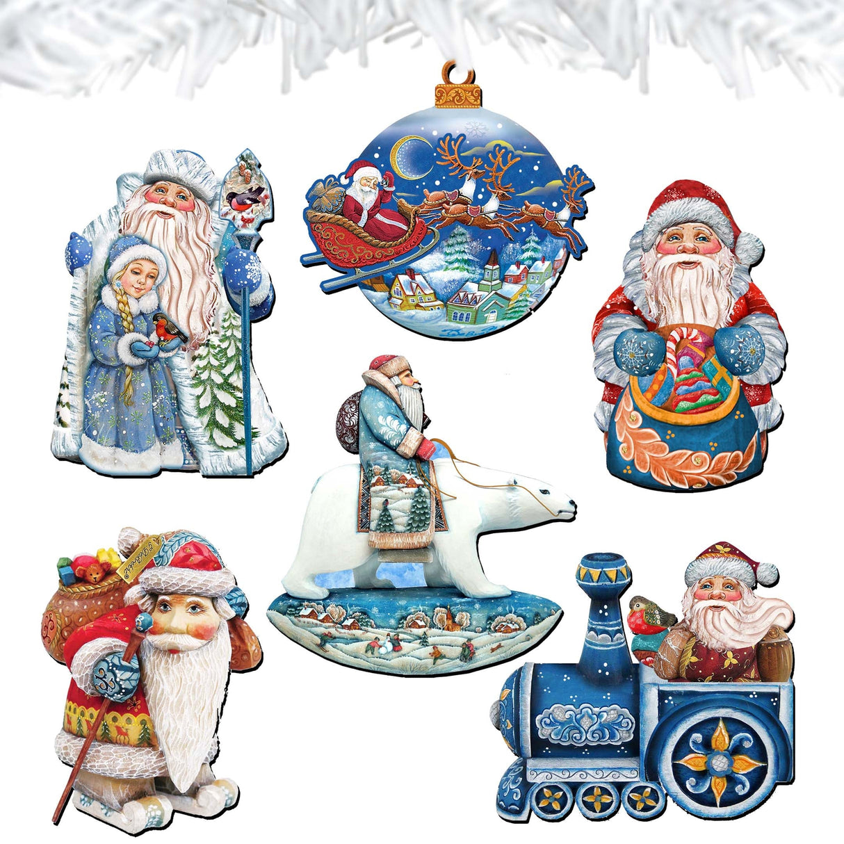 Up-Up and Away Decorative Wooden Clip-on Ornaments Set of 6 by G. Debrekht - Christmas Decor - 8090132C-S6