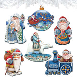 Up-Up and Away Decorative Wooden Clip-on Ornaments Set of 6 by G. Debrekht - Christmas Decor - 8090132C-S6