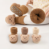 3 pares de calcetines de invierno ultrasuaves con adorables diseños de osos: cómodos, antideslizantes y cálidos para bebés y niñas. ¡Un conjunto perfecto para niños pequeños!