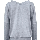 Women's V-neck Off Shoulder Printed Casual Clothing Shirt Long Sleeved Top - Lootquake