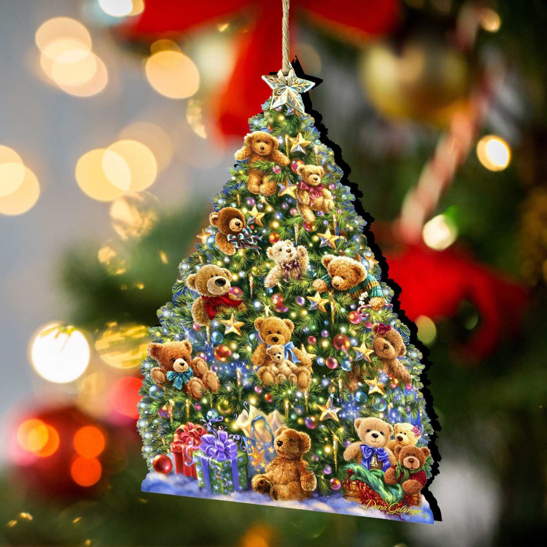 Adornos de madera para árbol de ositos de Gelsinger - Decoración navideña - 8161019-1101