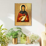 Icono religioso cristiano sagrado de madera bañado en oro de San Antonio - Decoración inspiradora - 85062