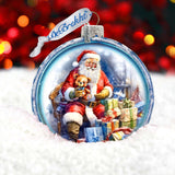 Santa Ball Glass Ornament by G. Debrekht - Christmas Santa Snowman Décor - 73563C