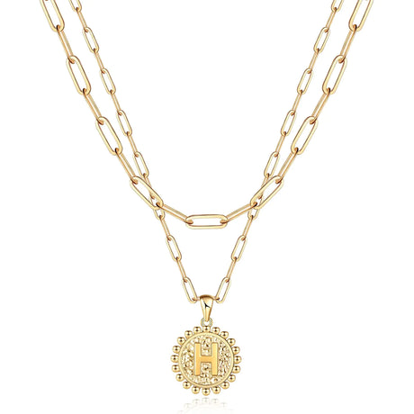 Weiyanfnr Gold Initial Necklaces for Women Gold Chain Necklace Layered Paperclip Chain Necklaces for Women Jewelry Gifts (T) - Lootquake